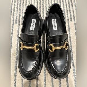 Steve Madden Black Lando Loafers with Gold Accent